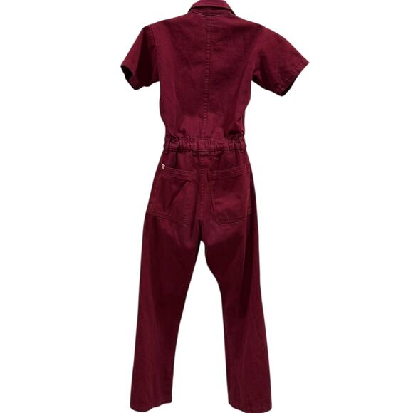 Big Bud Press Short Sleeve Cotton Utility Jumpsuit in Cranberry - Picture 7 of 12